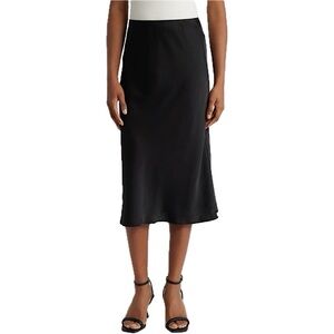 Club Monaco Trycia Bias Cut Skirt Satin Black Midi A-Line High Rise Size 0